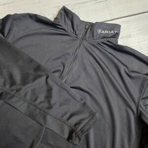 Ariat‎ Tek Pullover Mens XL Black Cold Series 1/4 Zip Logo Fleece Outdoor
